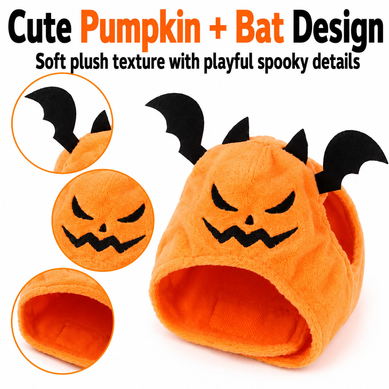 Pumpkin Bat Pet Costume Hood for Halloween Photos