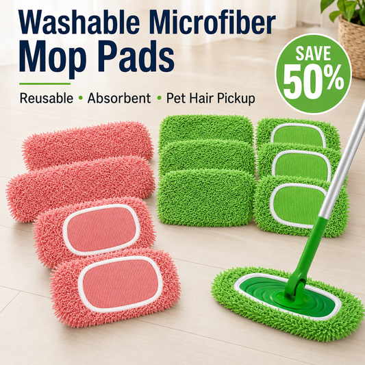 🧹 50% OFF NOW!✨ Washable Microfiber Mop Pads – Reusable, Pet Hair Trapping & Streak-Free Floor Cleaning 🌿