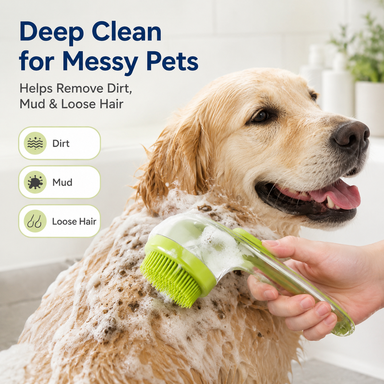🔥 60% OFF NOW!✨ PetScrubFlow Bath Brush – Soft Silicone Bristles for Deep Cleaning & Gentle Massage 🐕