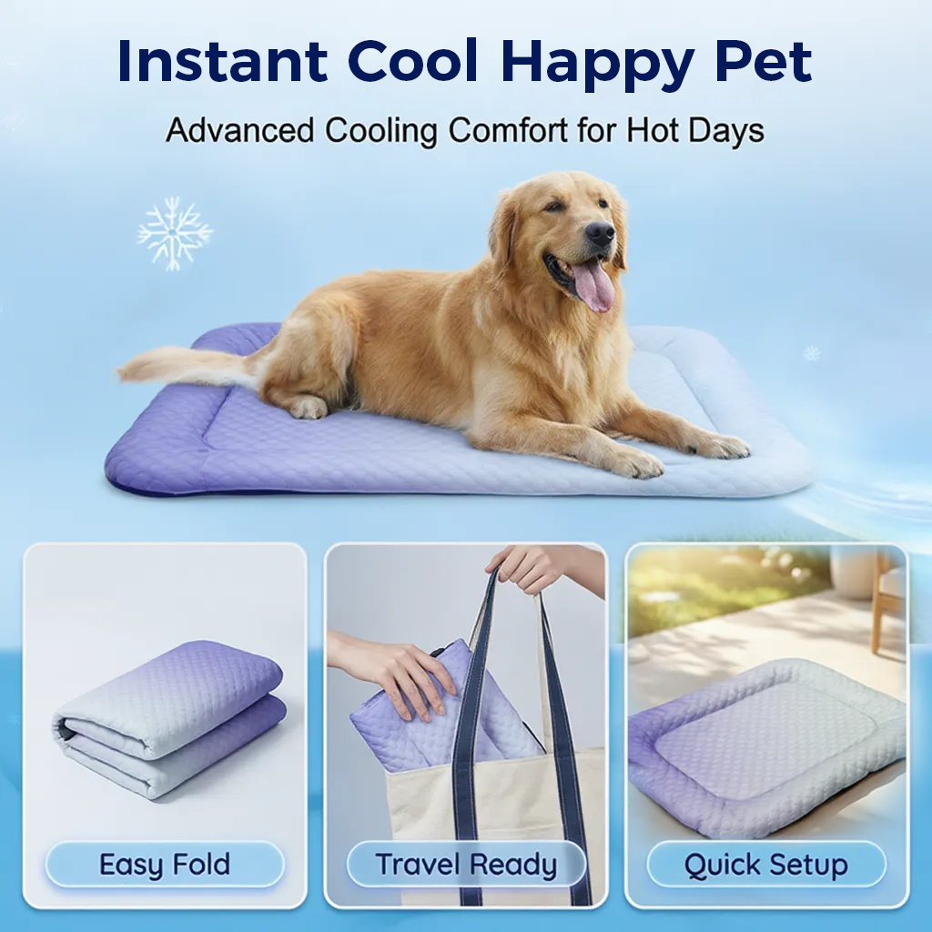 ❄️Pet Cooling Mat for Dogs & Cats 🐾  Naturally Cool Ice-Silk Pad • Breathable, Washable & Soft