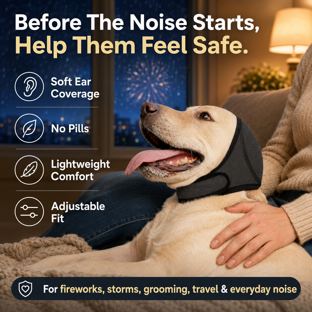 Waterproof Calming Dog Hoodie - Noise Cancelling Ear Protection for Pets