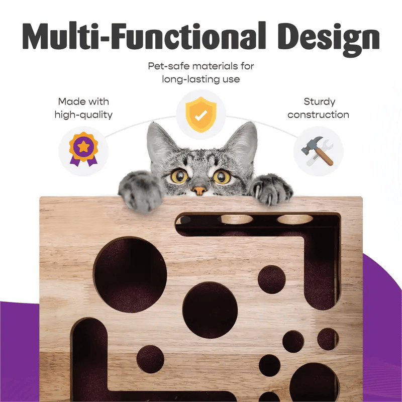 🎁😻 Cat Scratch Puzzle Enrichment Box Stress-Free Nail Care Without Clippers or Grinders