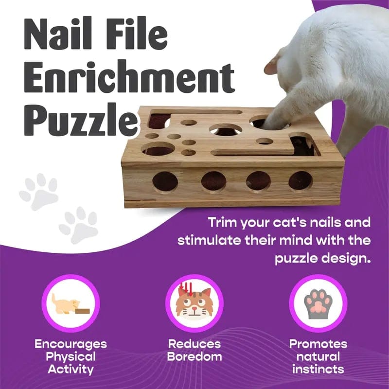 🎁😻 Cat Scratch Puzzle Enrichment Box Stress-Free Nail Care Without Clippers or Grinders