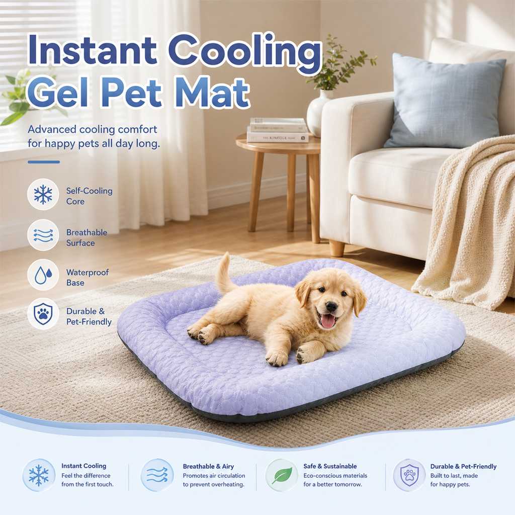 ❄️Pet Cooling Mat for Dogs & Cats 🐾  Naturally Cool Ice-Silk Pad • Breathable, Washable & Soft