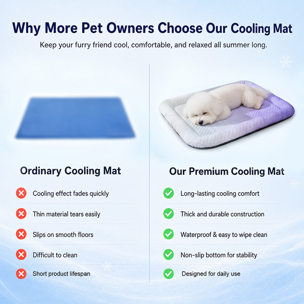 ❄️Pet Cooling Mat for Dogs & Cats 🐾  Naturally Cool Ice-Silk Pad • Breathable, Washable & Soft