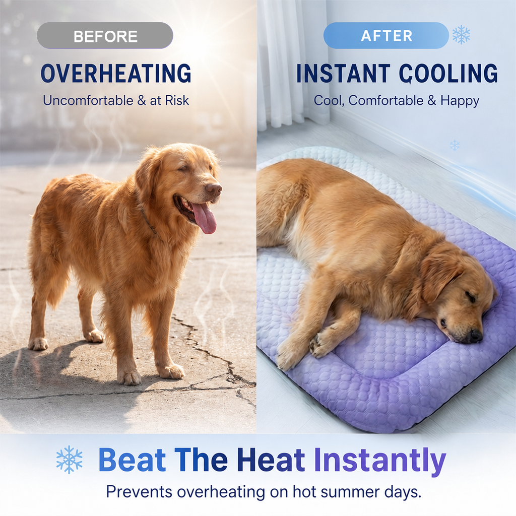 ❄️Pet Cooling Mat for Dogs & Cats 🐾  Naturally Cool Ice-Silk Pad • Breathable, Washable & Soft