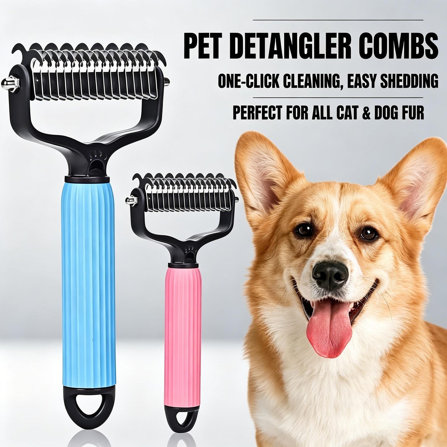 🐶🐾Double-Sided Cat & Dog Deshedding Dematting Comb - Undercoat Rake Grooming Tool, Matted Fur Remover for Long-Haired Pets, Grooming Accessories🔥 (Mid-Year Sale, Restock, DFYD, Deals for You Day Summerwins), Deshedding Tool