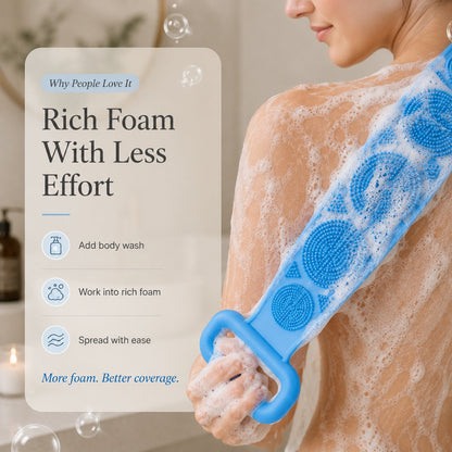🛁 Double-Sided Silicone Back Scrubber-Easily exfoliate dead skin