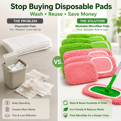 🧹 50% OFF NOW!✨ Washable Microfiber Mop Pads – Reusable, Pet Hair Trapping & Streak-Free Floor Cleaning 🌿