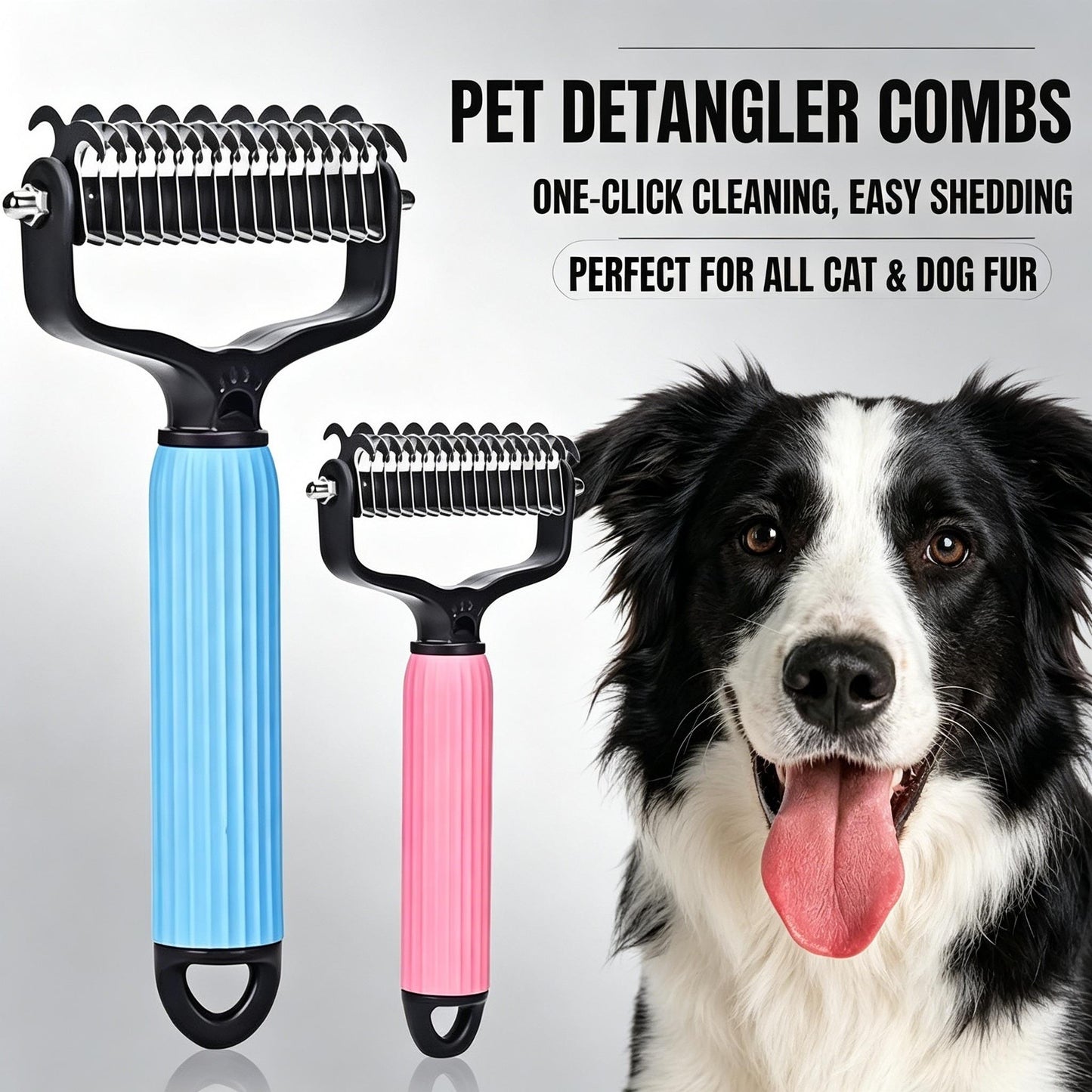 🐶🐾Double-Sided Cat & Dog Deshedding Dematting Comb - Undercoat Rake Grooming Tool, Matted Fur Remover for Long-Haired Pets, Grooming Accessories🔥 (Mid-Year Sale, Restock, DFYD, Deals for You Day Summerwins), Deshedding Tool