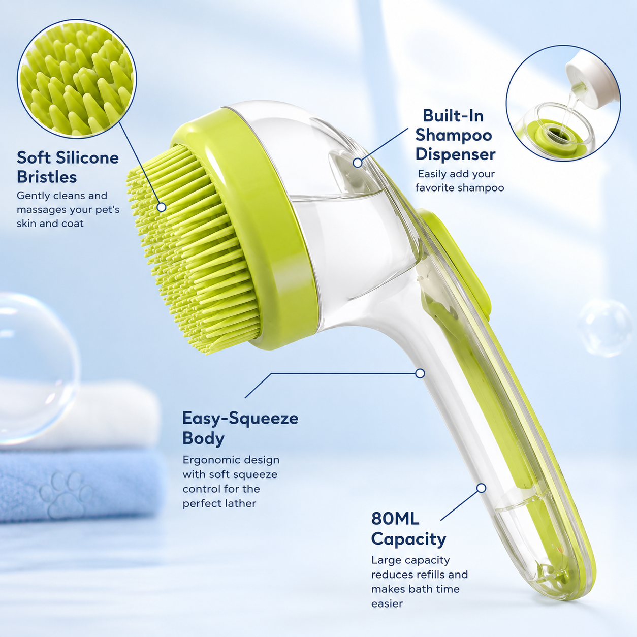 🔥 60% OFF NOW!✨ PetScrubFlow Bath Brush – Soft Silicone Bristles for Deep Cleaning & Gentle Massage 🐕