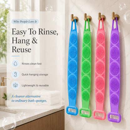 🛁 Double-Sided Silicone Back Scrubber-Easily exfoliate dead skin
