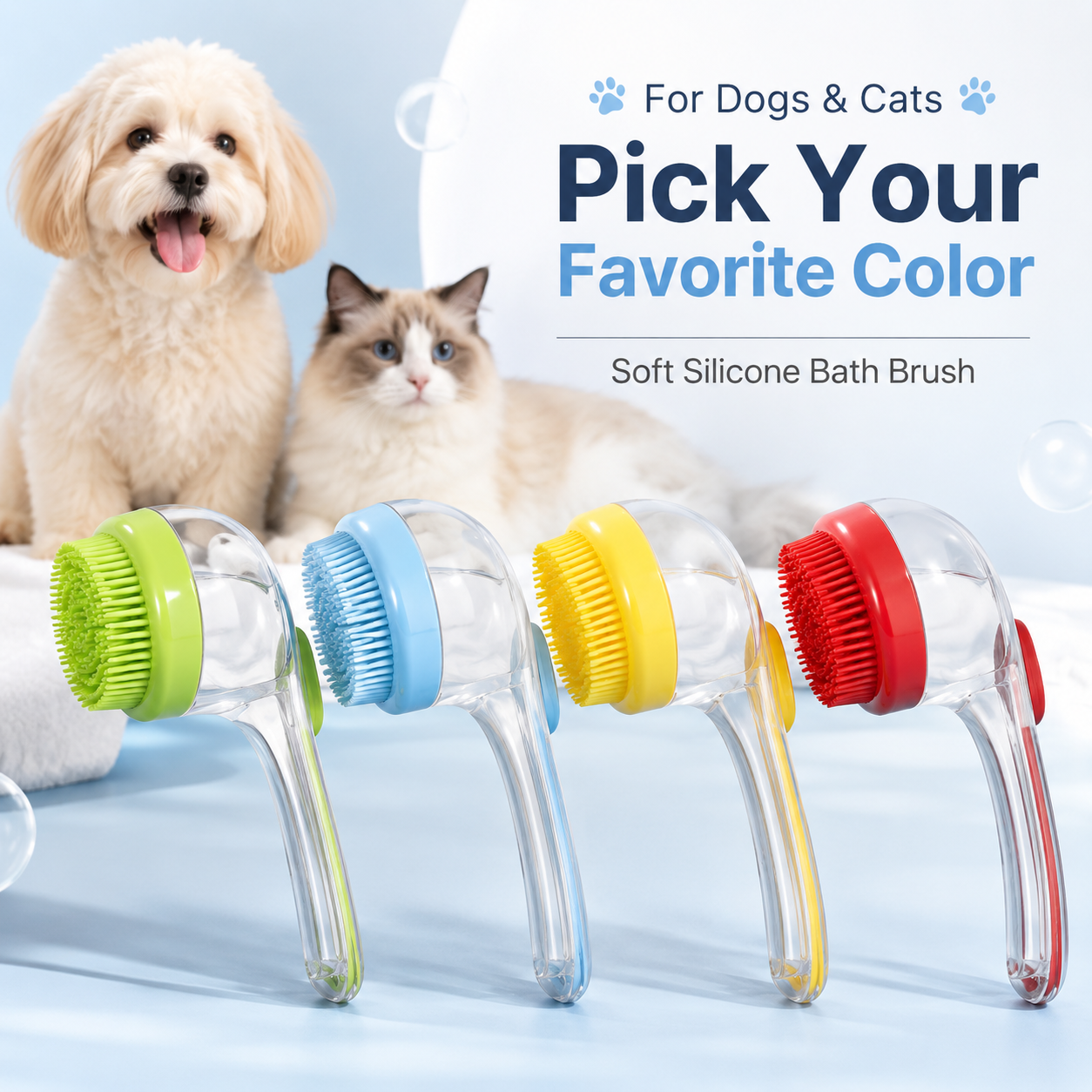 🔥 60% OFF NOW!✨ PetScrubFlow Bath Brush – Soft Silicone Bristles for Deep Cleaning & Gentle Massage 🐕