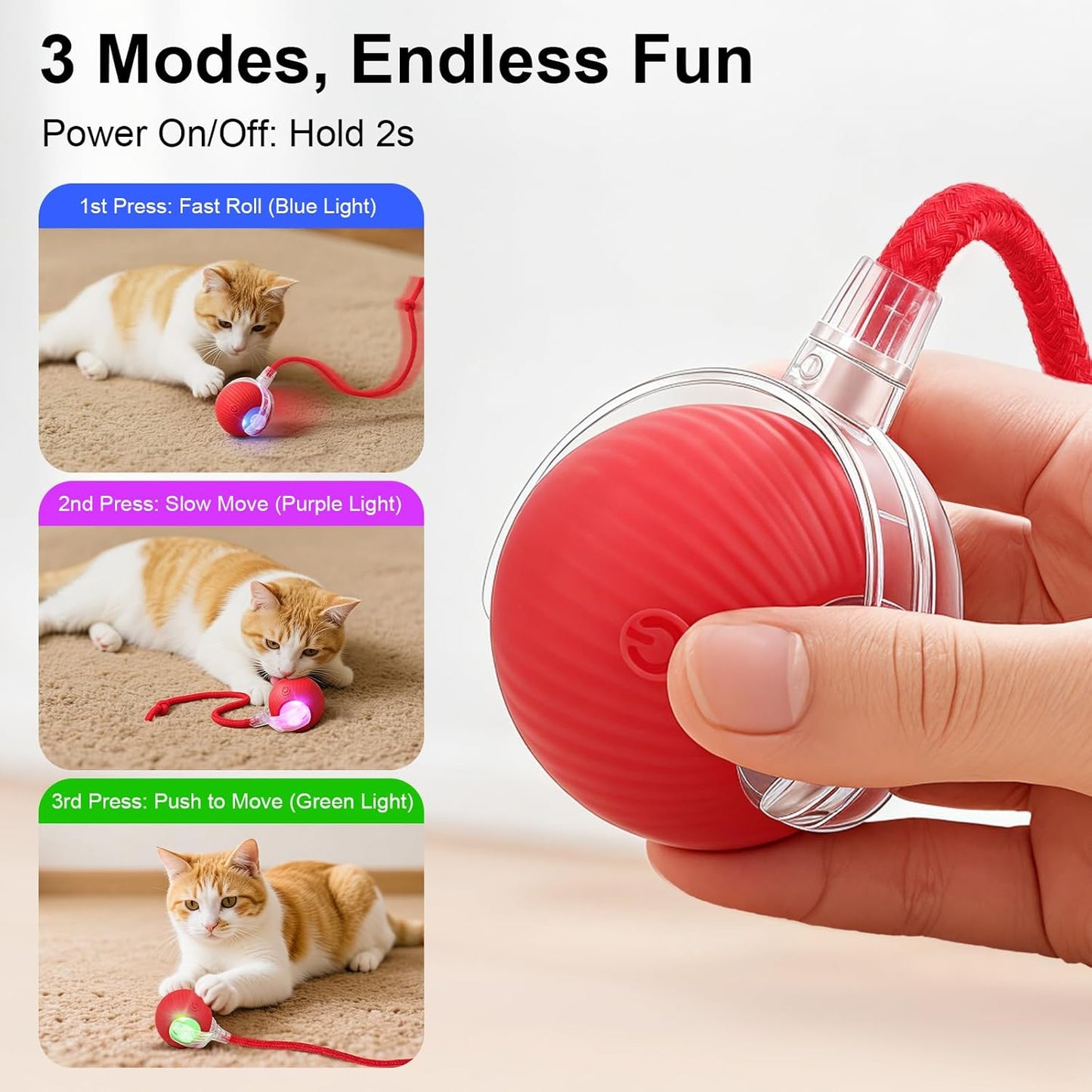 Smart Interactive Automatic Electric Rolling Moving Rechargeable Motion Activated Rolling Cat Dog Interactive Ball Toy