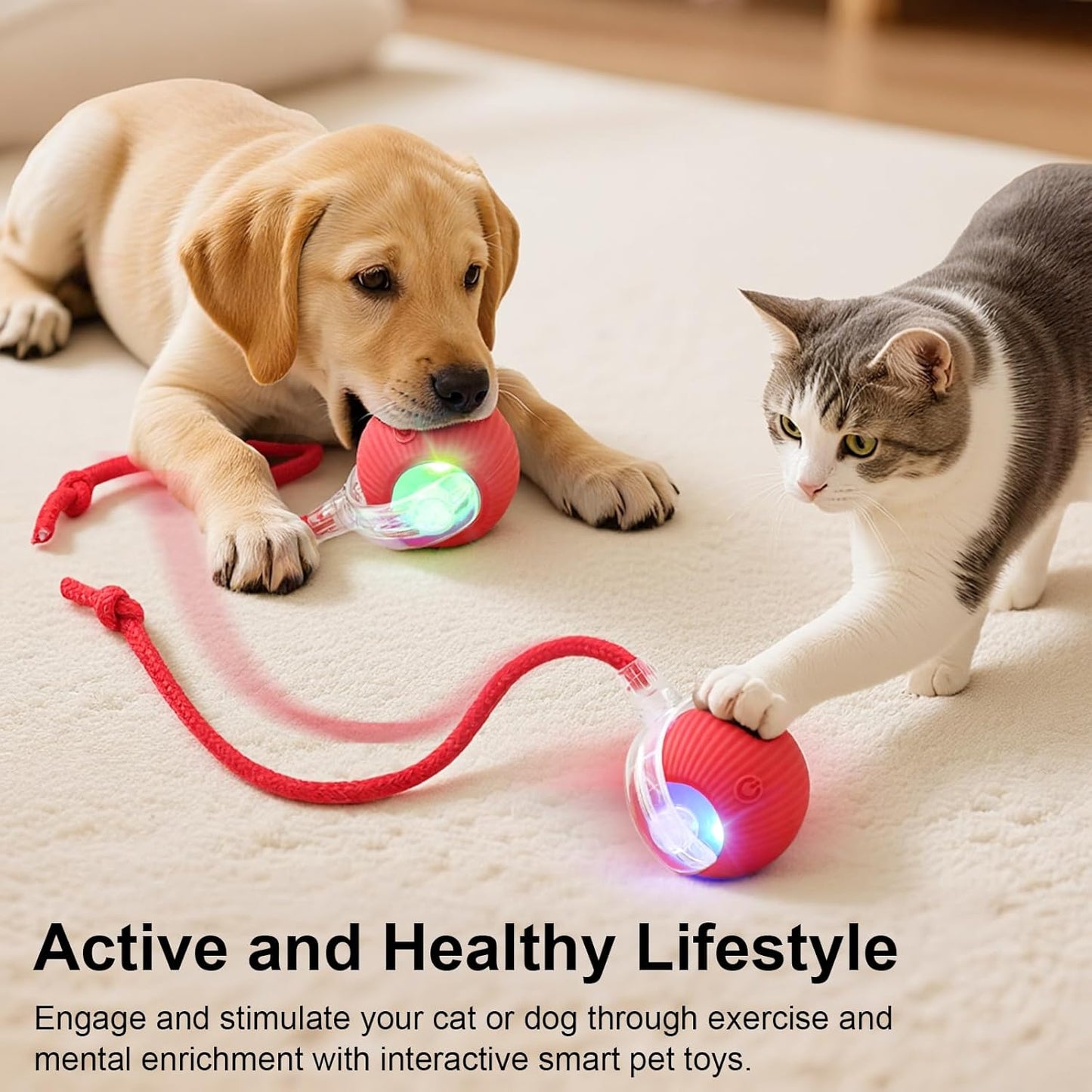 Smart Interactive Automatic Electric Rolling Moving Rechargeable Motion Activated Rolling Cat Dog Interactive Ball Toy