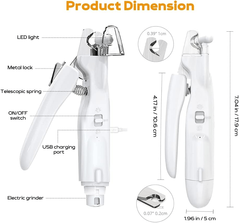 2-in-1 Pet Nail Clipper & Grinder with LED Light-Trim, Grind & Protect — All in One