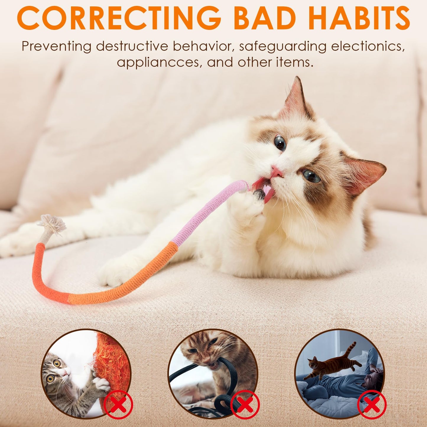 Cat Toys Chew Ropes, Interactive Cat Nip Kicker Toy for Indoor Kittens