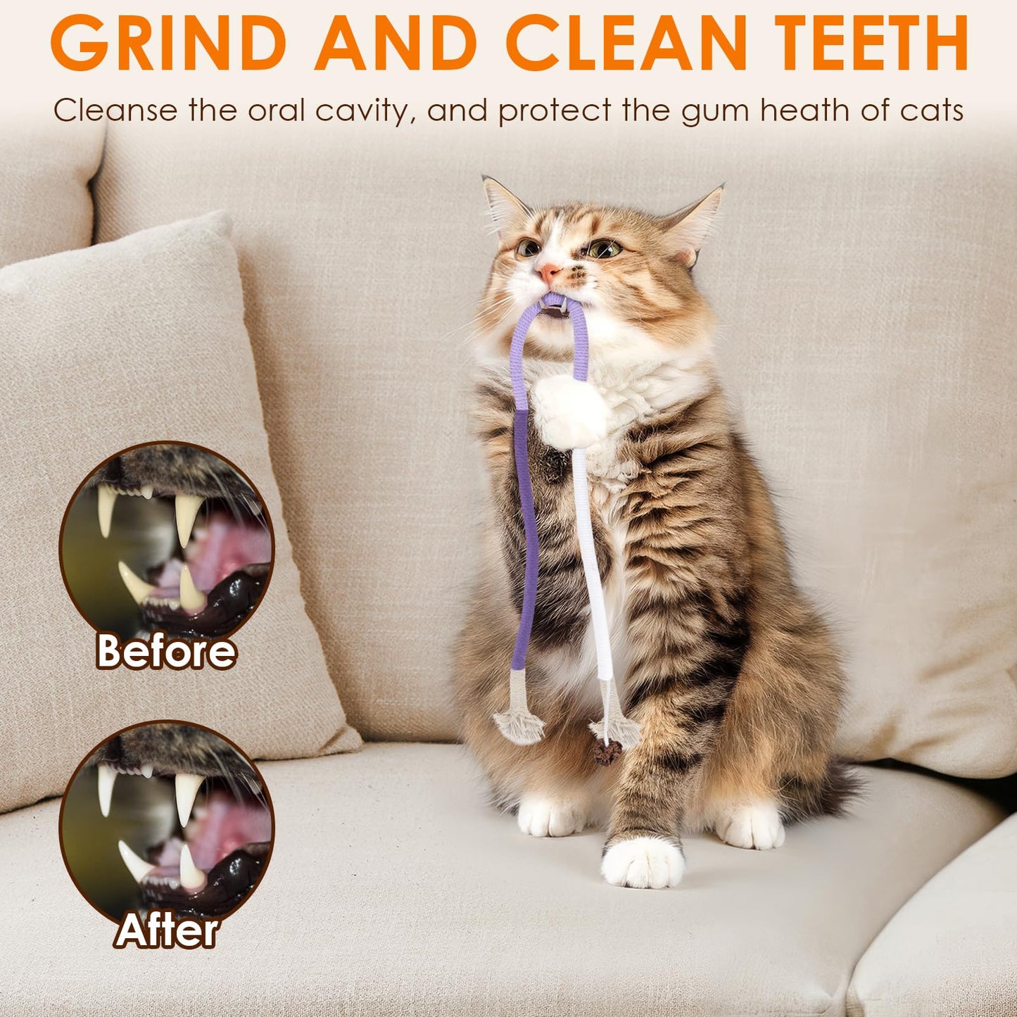 Cat Toys Chew Ropes, Interactive Cat Nip Kicker Toy for Indoor Kittens