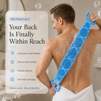 🛁 Double-Sided Silicone Back Scrubber-Easily exfoliate dead skin