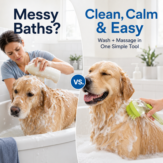 🔥 60% OFF NOW!✨ PetScrubFlow Bath Brush – Soft Silicone Bristles for Deep Cleaning & Gentle Massage 🐕