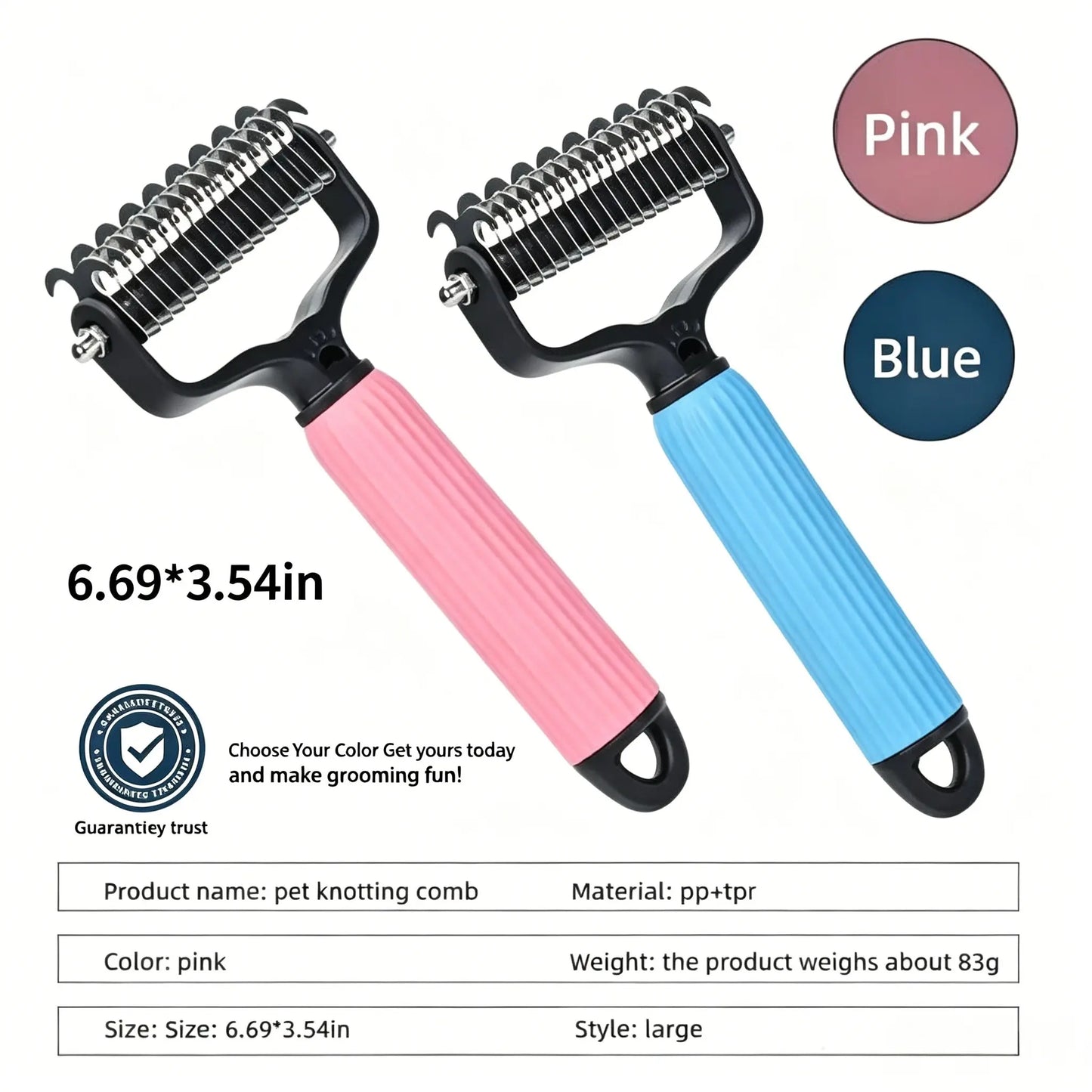 🐶🐾Double-Sided Cat & Dog Deshedding Dematting Comb - Undercoat Rake Grooming Tool, Matted Fur Remover for Long-Haired Pets, Grooming Accessories🔥 (Mid-Year Sale, Restock, DFYD, Deals for You Day Summerwins), Deshedding Tool