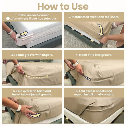 Fitted Bed Sheet Holders Firm Sheet Grip 𝘸𝘪𝘵𝘩 𝘐𝘯𝘷𝘪𝘴𝘪𝘣𝘭𝘦 𝘚𝘵𝘳𝘪𝘱𝘴