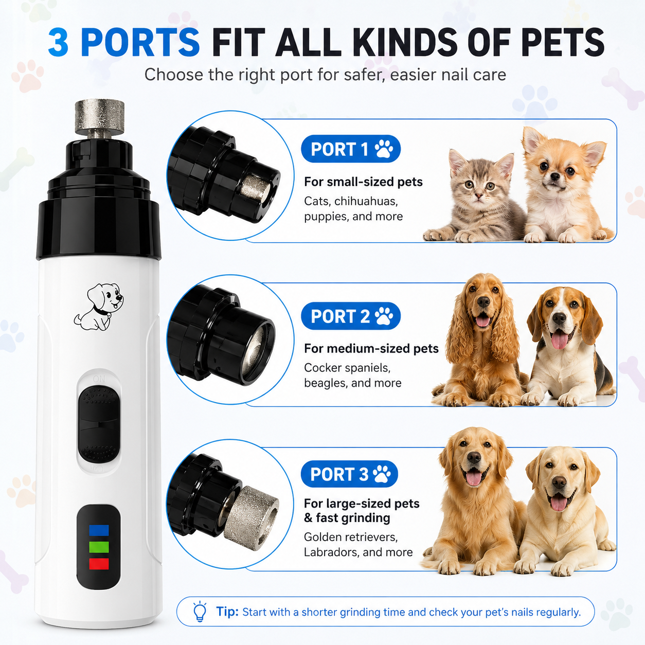 Quiet LED Pet Nail Grinder