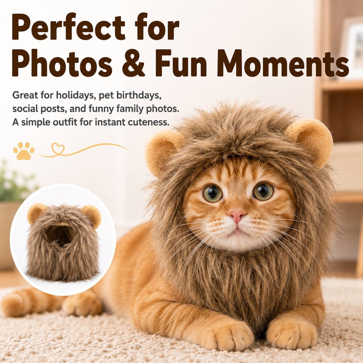 Lion Mane Cat Costume Hood