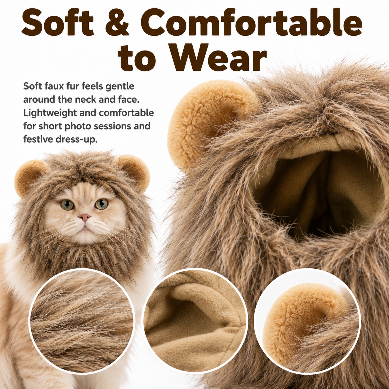 Lion Mane Cat Costume Hood