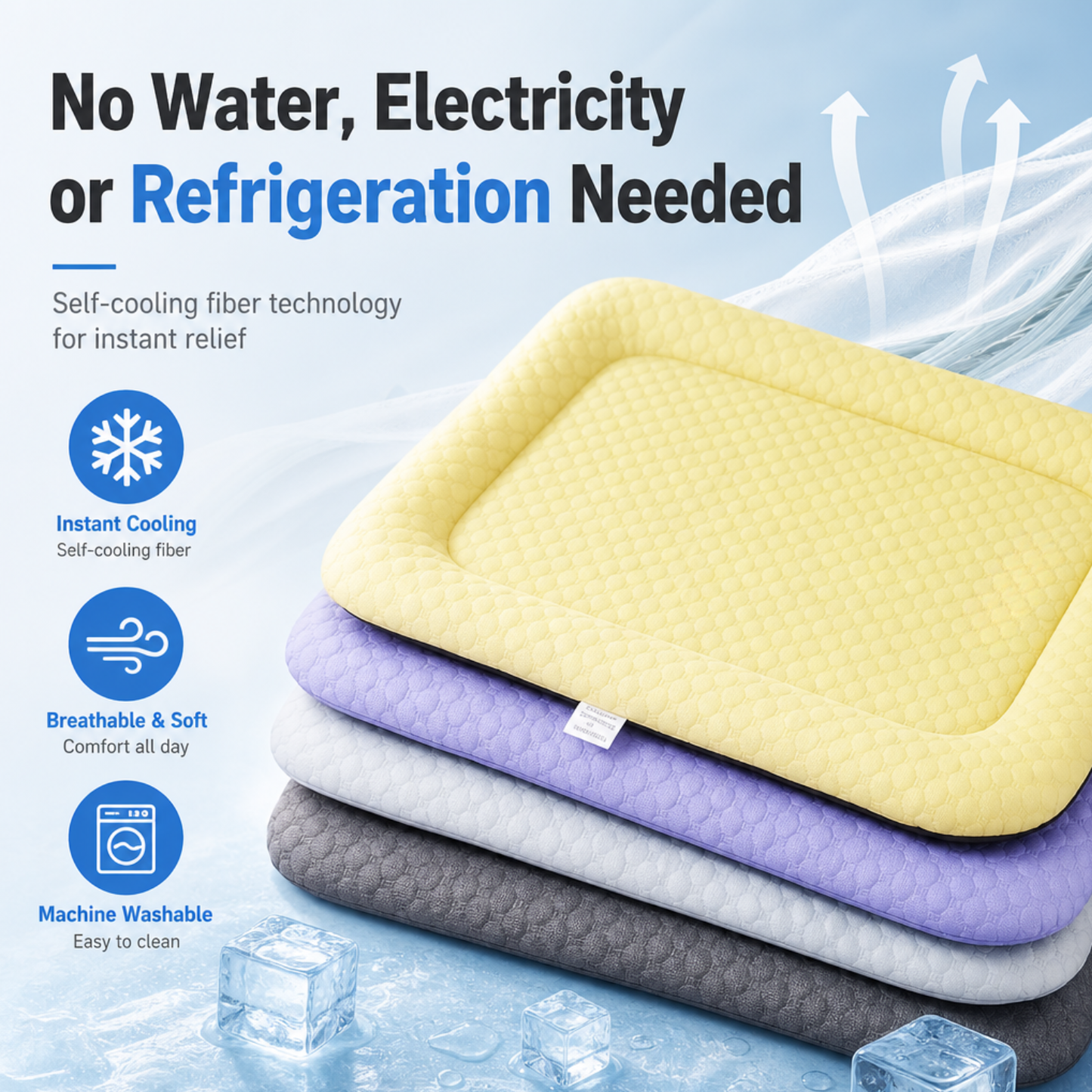 ❄️Pet Cooling Mat for Dogs & Cats 🐾  Naturally Cool Ice-Silk Pad • Breathable, Washable & Soft