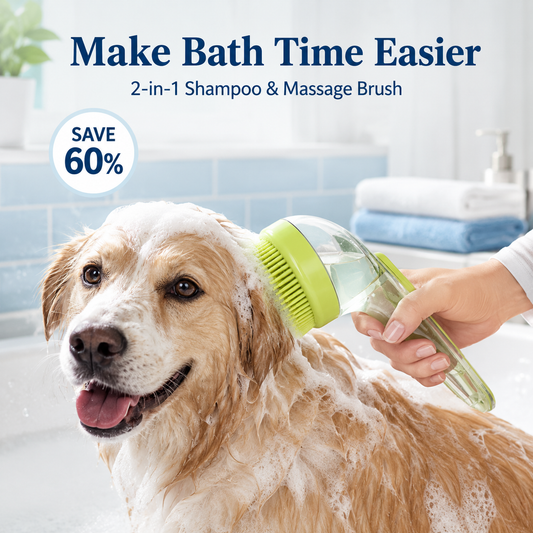 🔥 60% OFF NOW!✨ PetScrubFlow Bath Brush – Soft Silicone Bristles for Deep Cleaning & Gentle Massage 🐕
