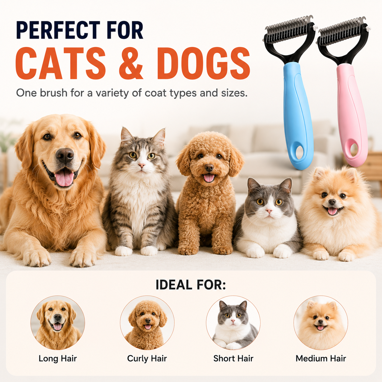 2-In-1 Double-Sided Pet Dematting Brush