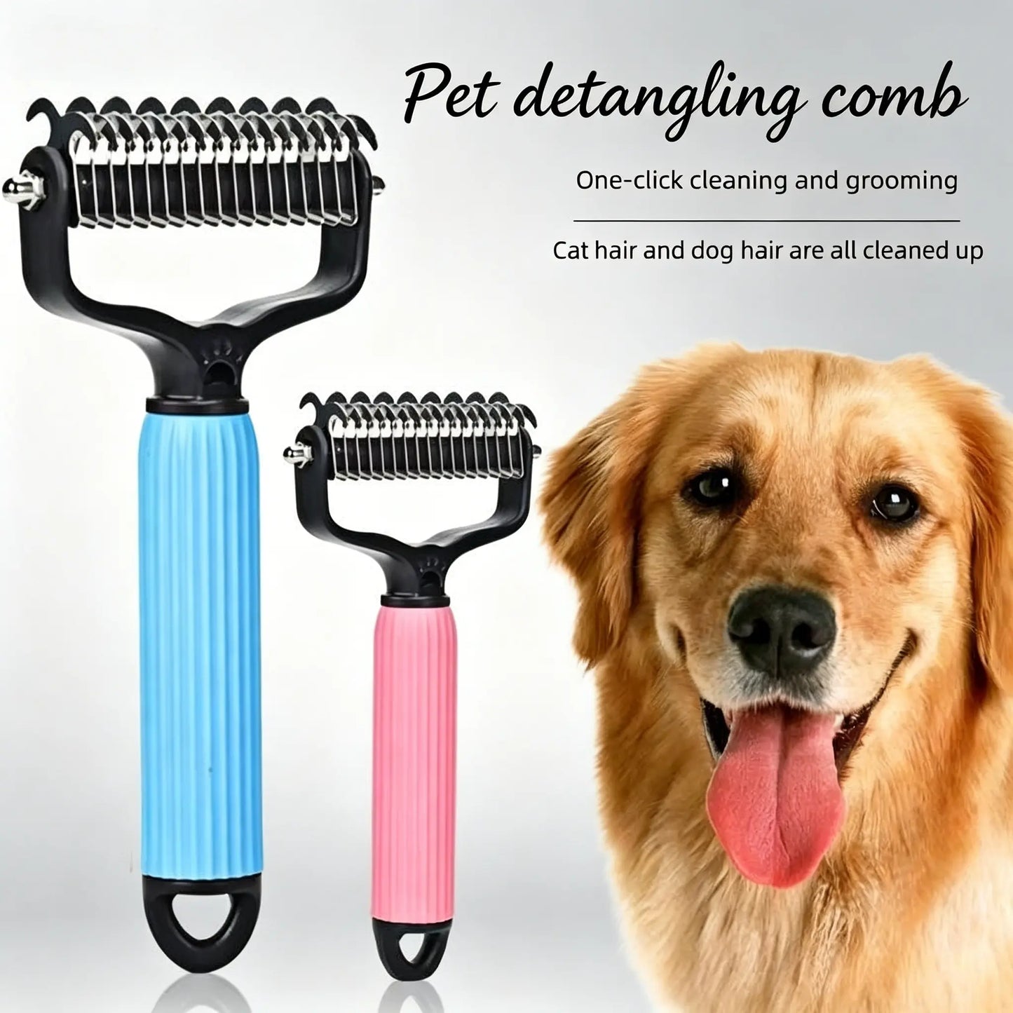 🐶🐾Double-Sided Cat & Dog Deshedding Dematting Comb - Undercoat Rake Grooming Tool, Matted Fur Remover for Long-Haired Pets, Grooming Accessories🔥 (Mid-Year Sale, Restock, DFYD, Deals for You Day Summerwins), Deshedding Tool