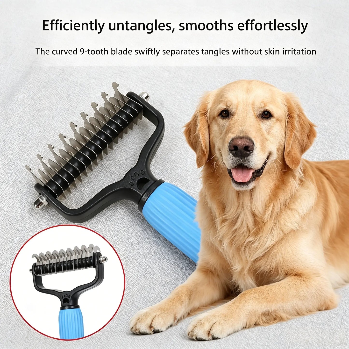 🐶🐾Double-Sided Cat & Dog Deshedding Dematting Comb - Undercoat Rake Grooming Tool, Matted Fur Remover for Long-Haired Pets, Grooming Accessories🔥 (Mid-Year Sale, Restock, DFYD, Deals for You Day Summerwins), Deshedding Tool