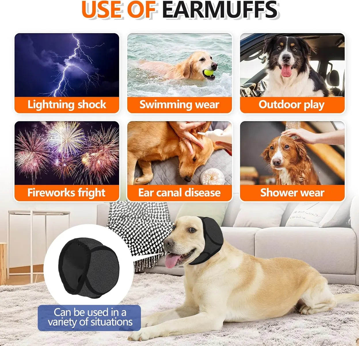 30% off for Dog Ear Muffs & No Shake Ear Wrap for Hematoma, Bathing, Drying, Swim& Noise Anxiety Relief- Elastic Waterproof Ear Protector with Calming Hoodie Design for Grooming/Head Ear Cover
