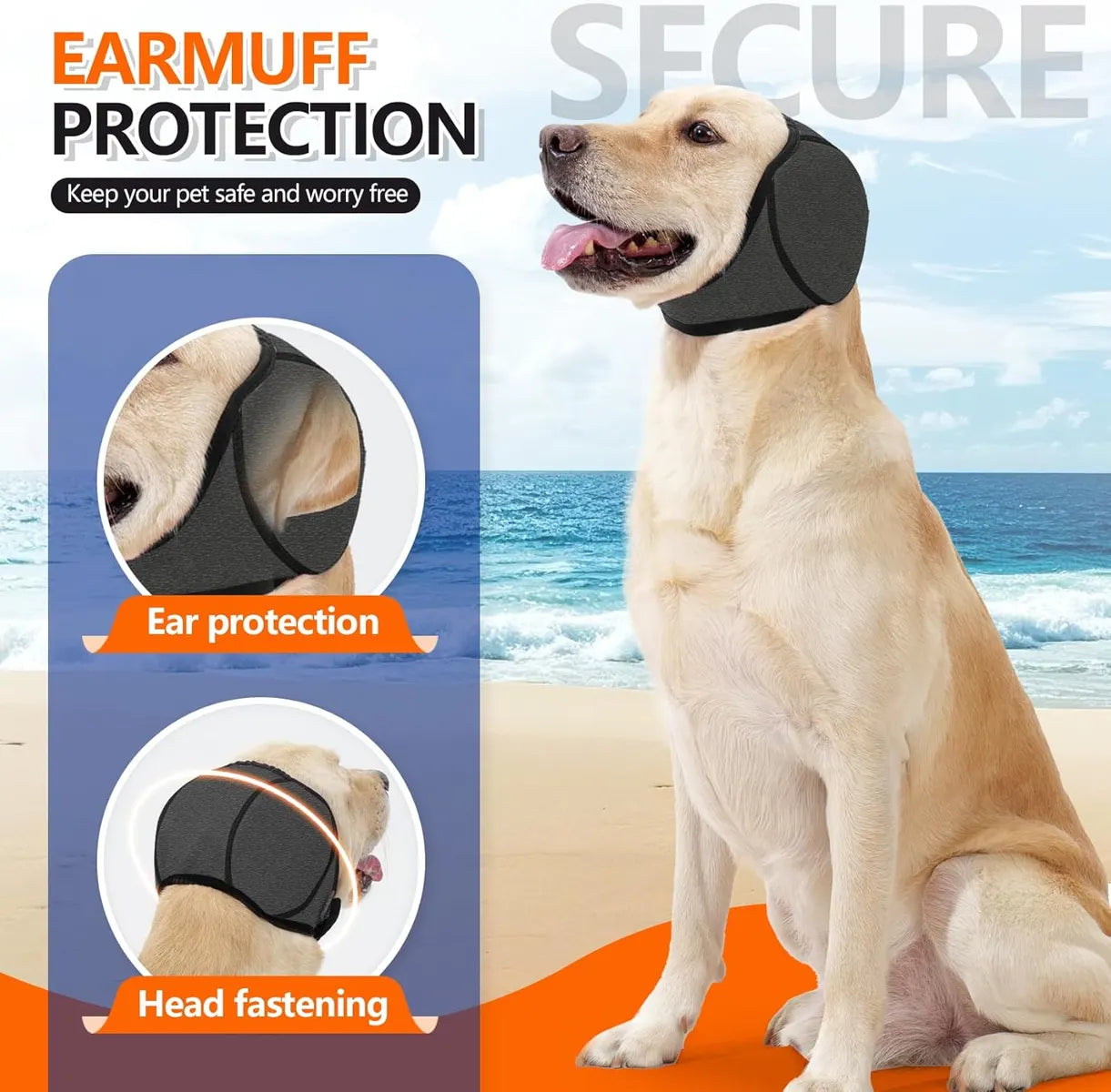 30% off for Dog Ear Muffs & No Shake Ear Wrap for Hematoma, Bathing, Drying, Swim& Noise Anxiety Relief- Elastic Waterproof Ear Protector with Calming Hoodie Design for Grooming/Head Ear Cover